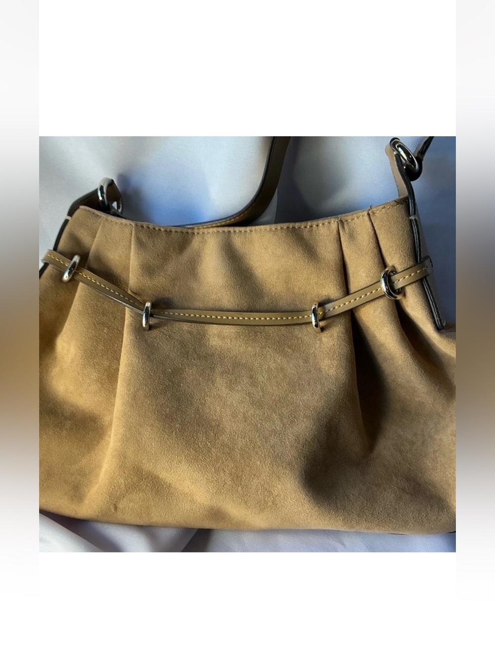 Mondani New York Faux Suede Shoulder Bag Slouchy Hobo Purse Olive Green